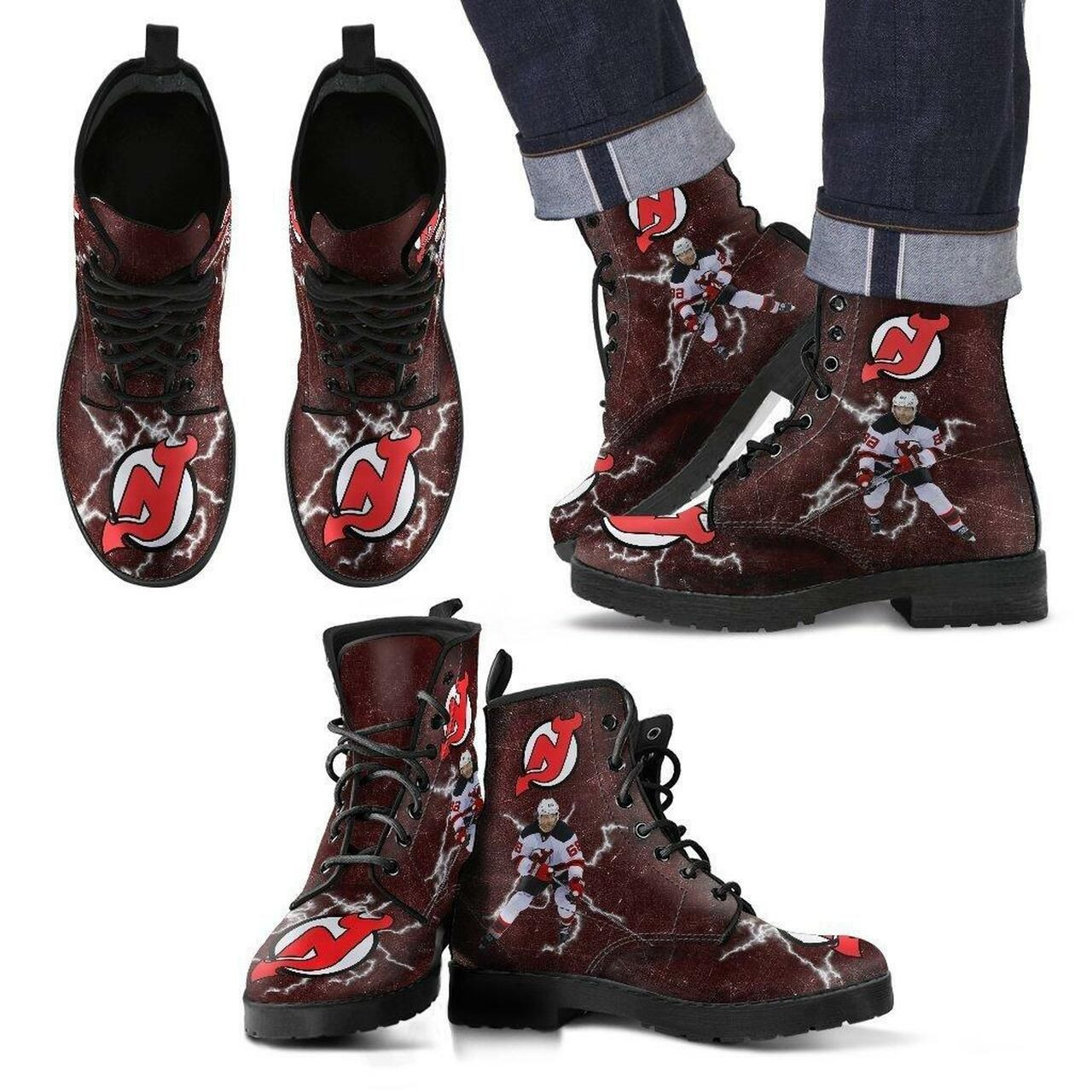 New Jersey Devils Leather Boots Fashion Women Boots Shoes Shoes3821