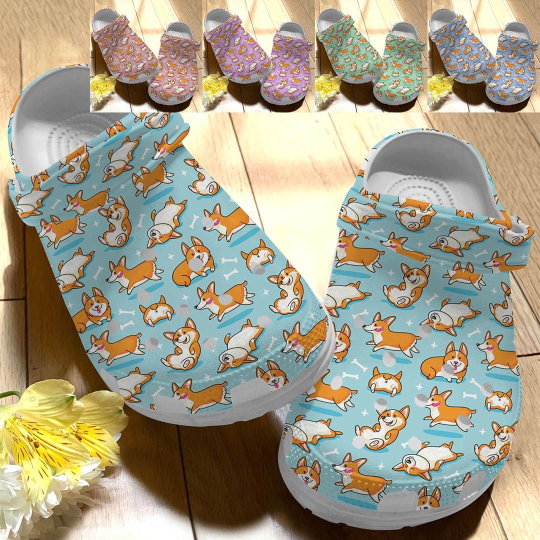 Corgi Personalize Clog, Custom Name, Text, Fashion Style For Women, Men, Kid, Print 3D Funny Corgis Pattern