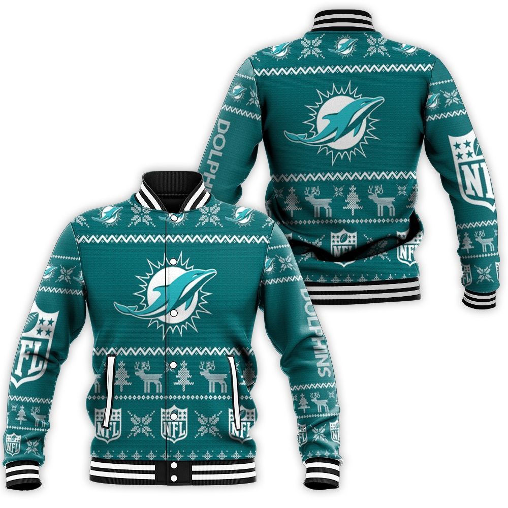 Dolphins Ugly Sweatshirt Christmas 3D Baseball Jacket