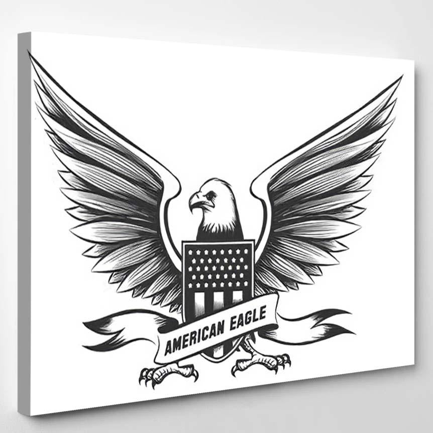 American Bald Eagle Emblem Badge Shield – Eagle Animals Canvas Print