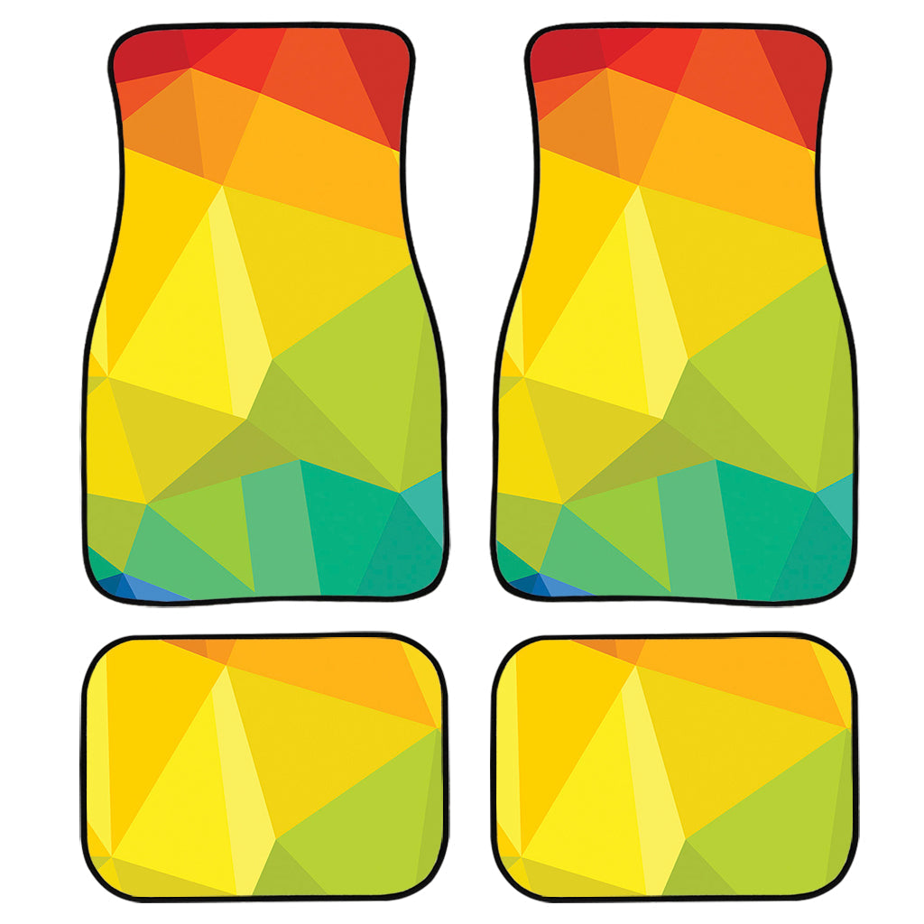 Rainbow Polygonal Geometric Print Front And Back Car Floor Mats, Front Car Mat