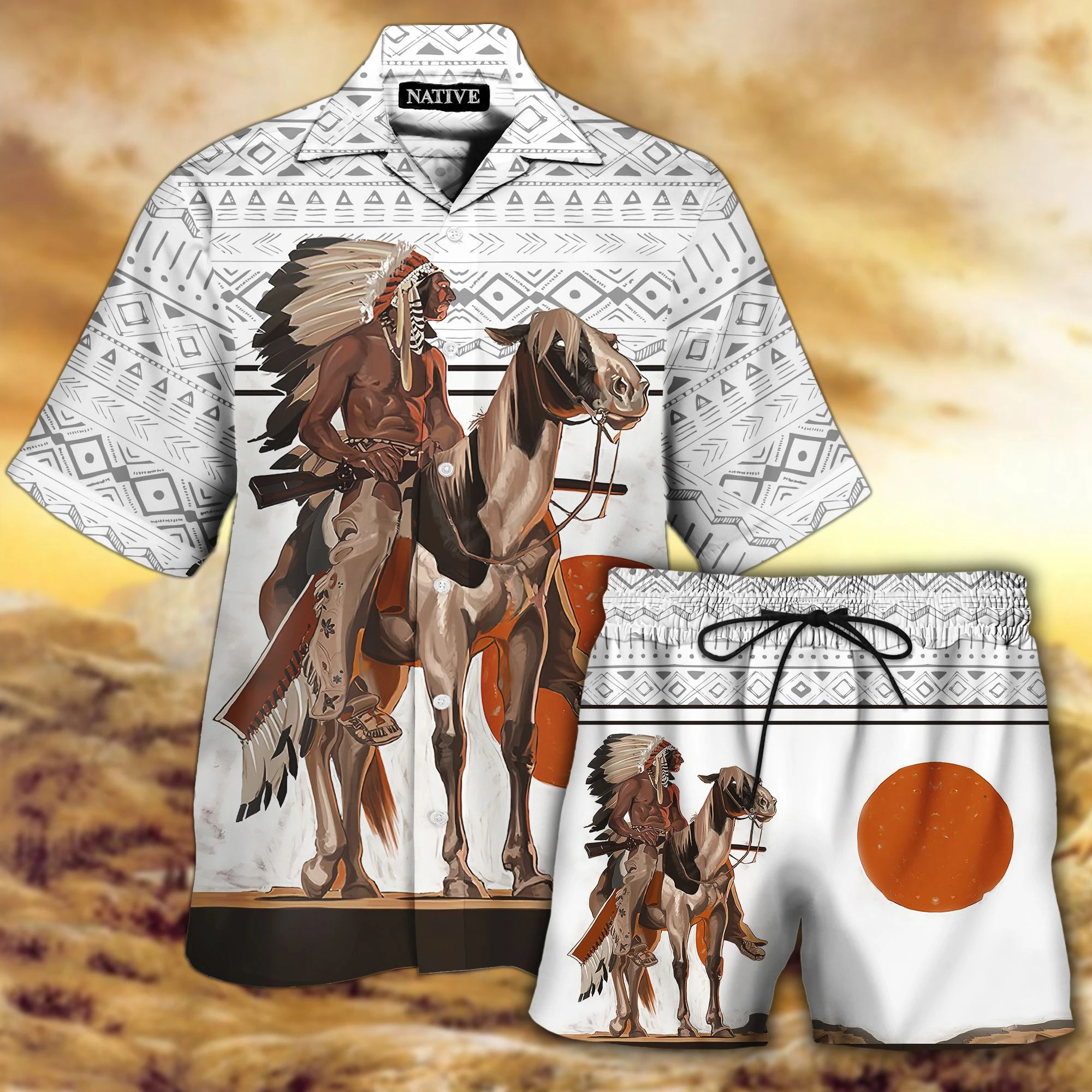 Native American Hawaii Shirt Set Unisex Ha86797