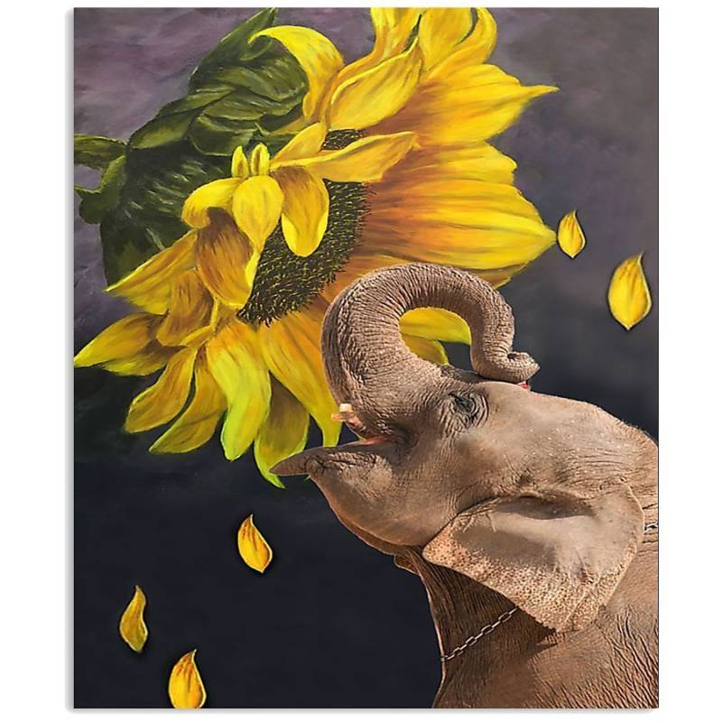 Baby Elephant Sunflower Cute Lovely Gifts Vertical Poster