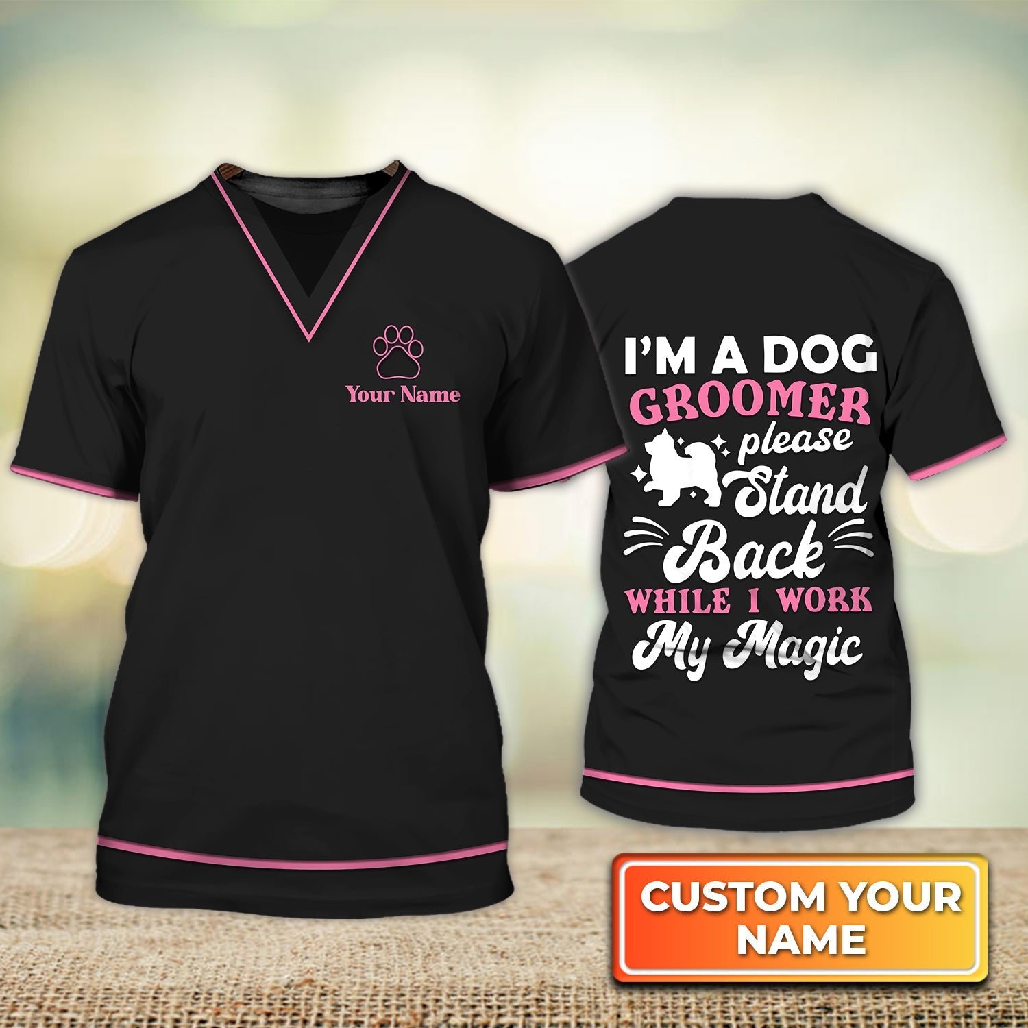 Custom Groomer Shirt Men Women I’M Dog Groomer Pet Groomer Uniform Black And Pink Salon Pet