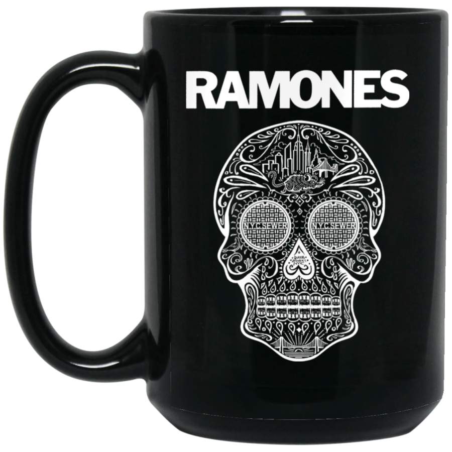 Ramones Sugar Skull Logo Big Black Mug