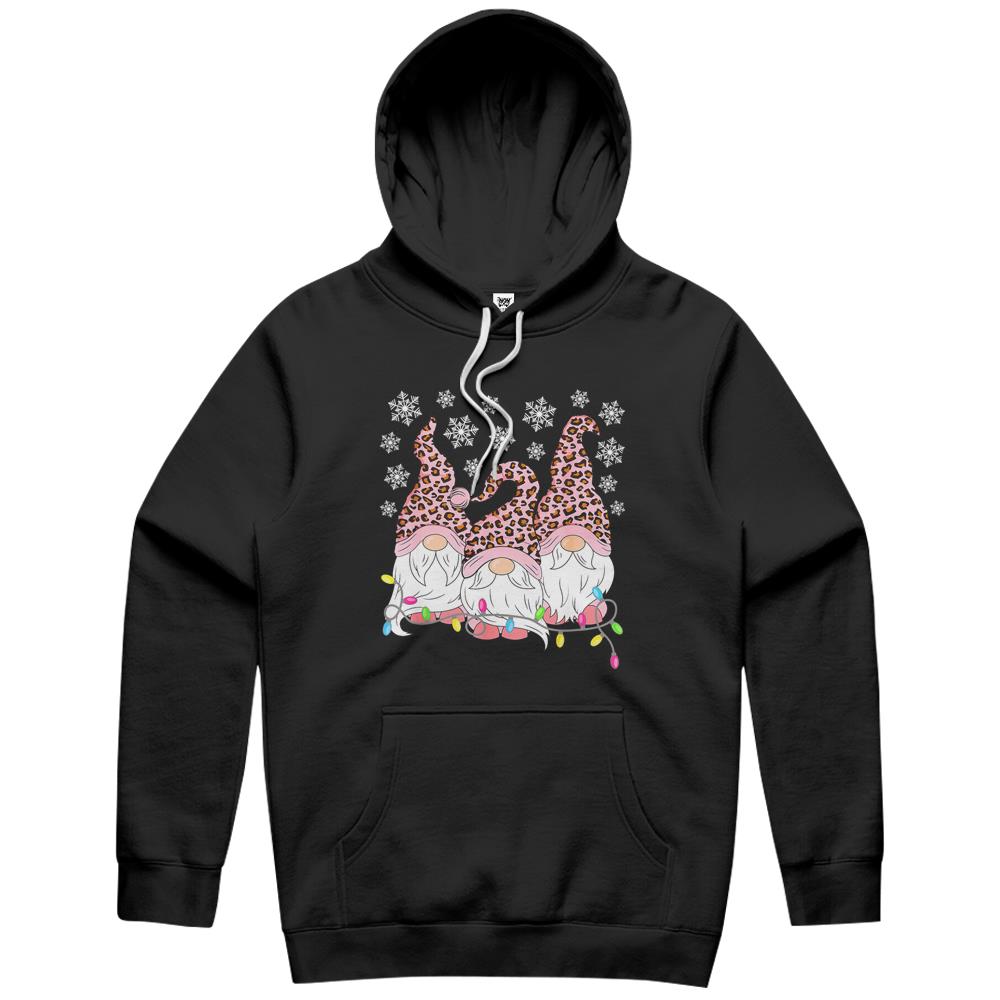 Pink Leopard Print Gnomes Xmas Funny Christmas Gnome Women Hoodie