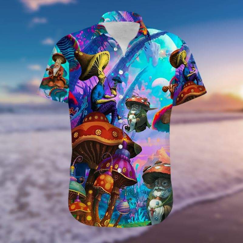 Magic Colorful Mushroom With Old Man Hawaii Shirt For Men Women Adult Ha75477