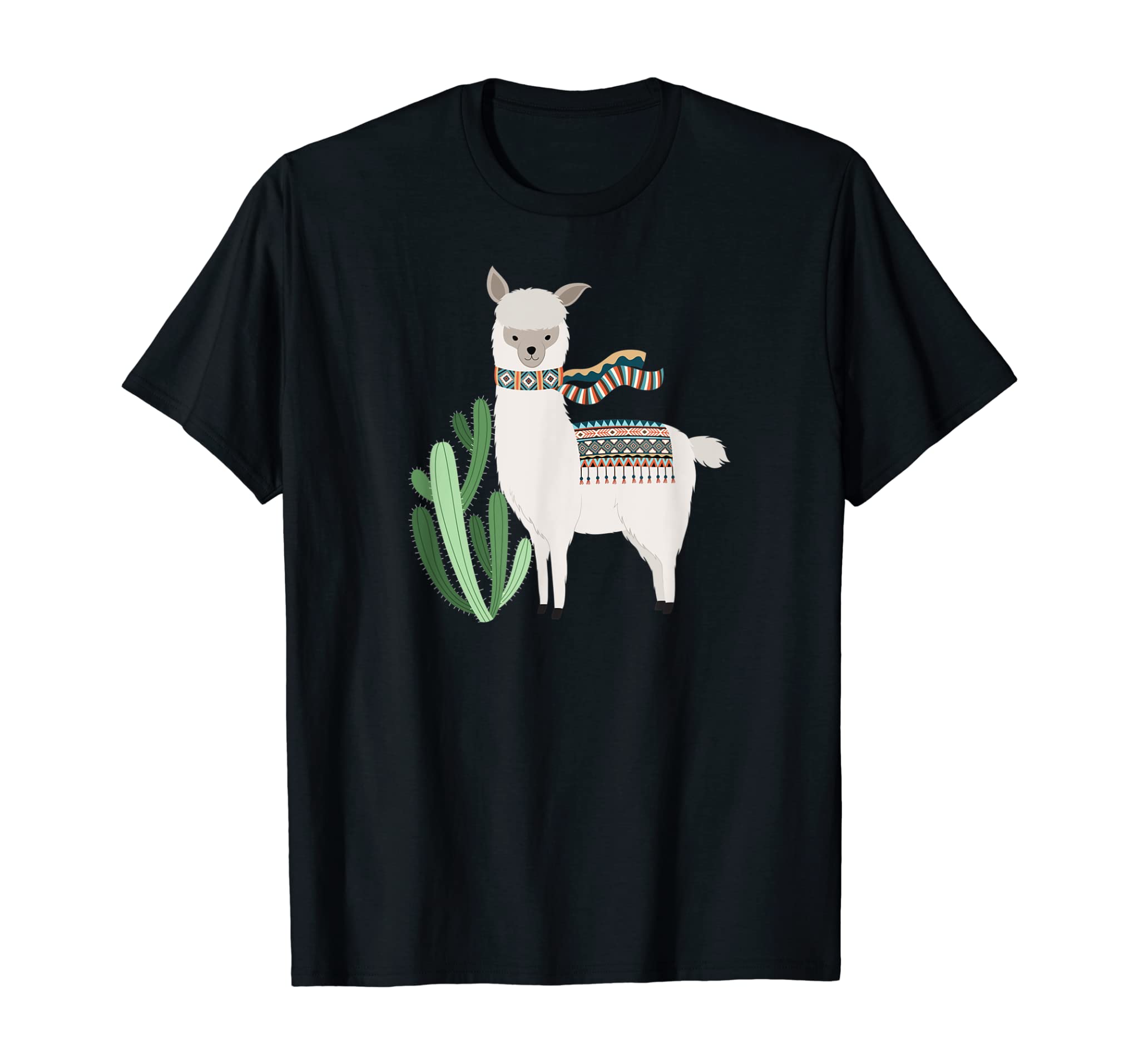 Cute Llama With Scarf & Cactus | Llama Lover Gift & T-Shirt