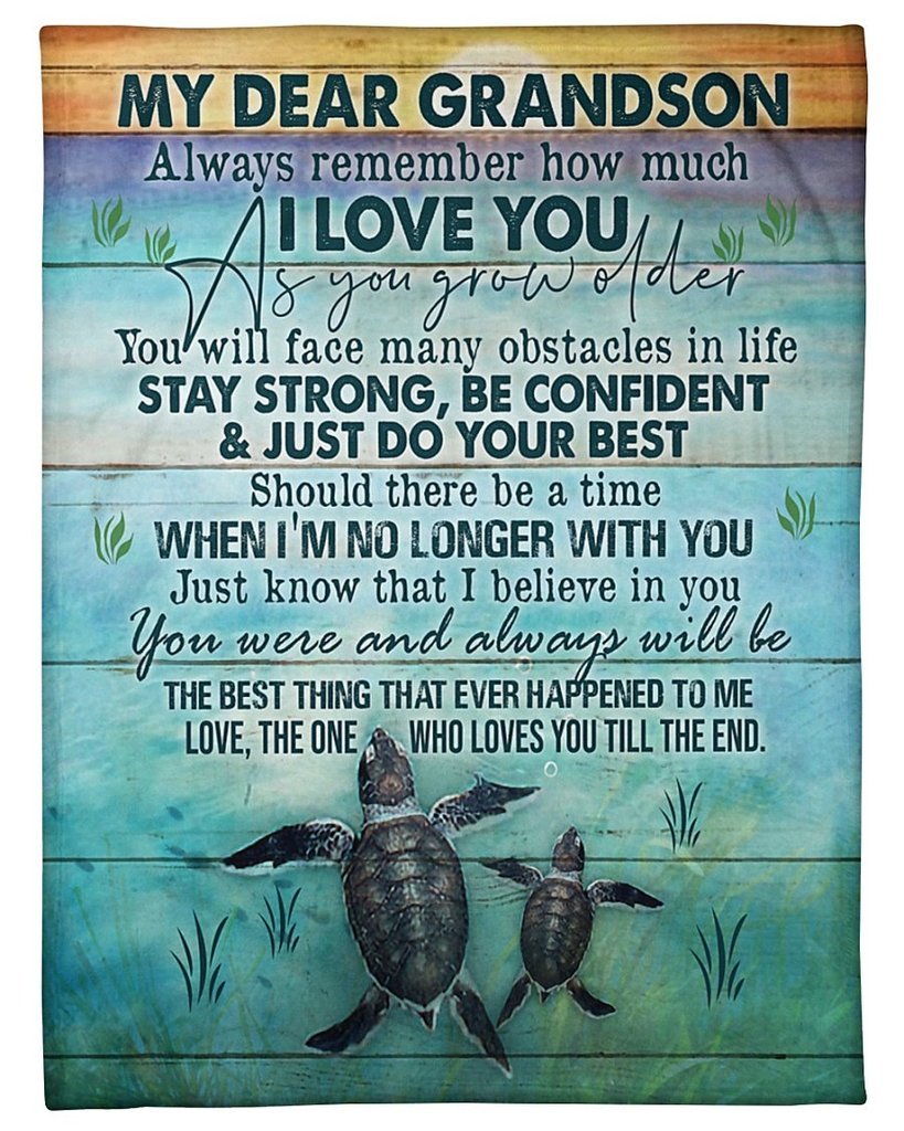 To My Dear Grandson, Turtle Fleece Blanket