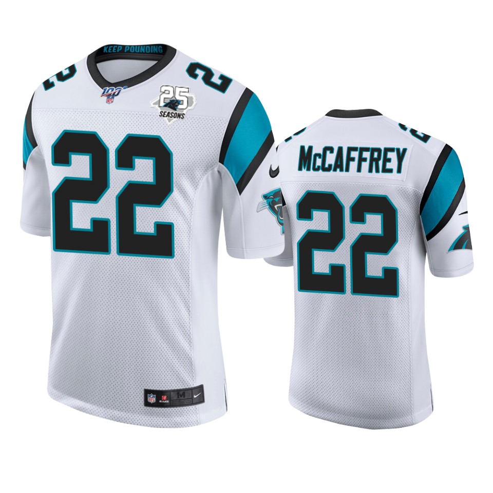 Carolina Panthers Christian Mccaffrey White 25th Season Vapor Limited Jersey