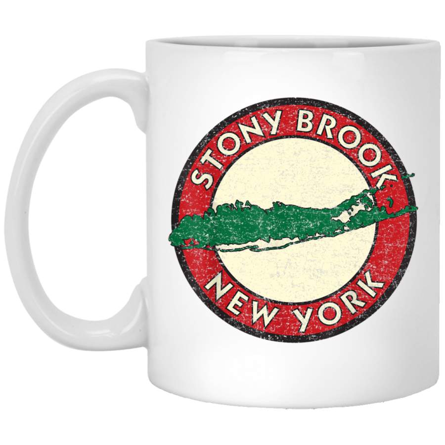 Stony Brook Mug – Vintage Road Sign Distressed Print White Mug