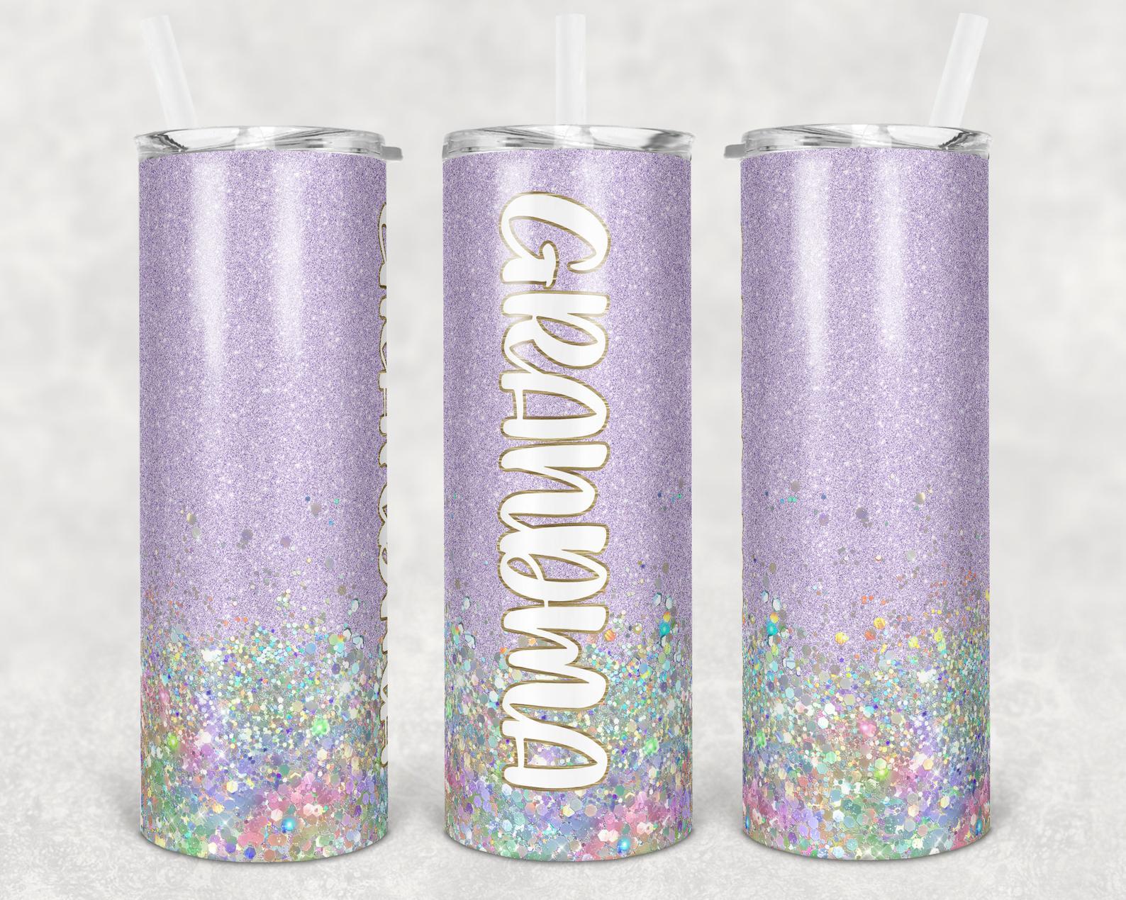 Custom Skinny Tumblers Personalized Name Glitter Grandma Lavender Holorahpic – Perfect Gift For Her & Him