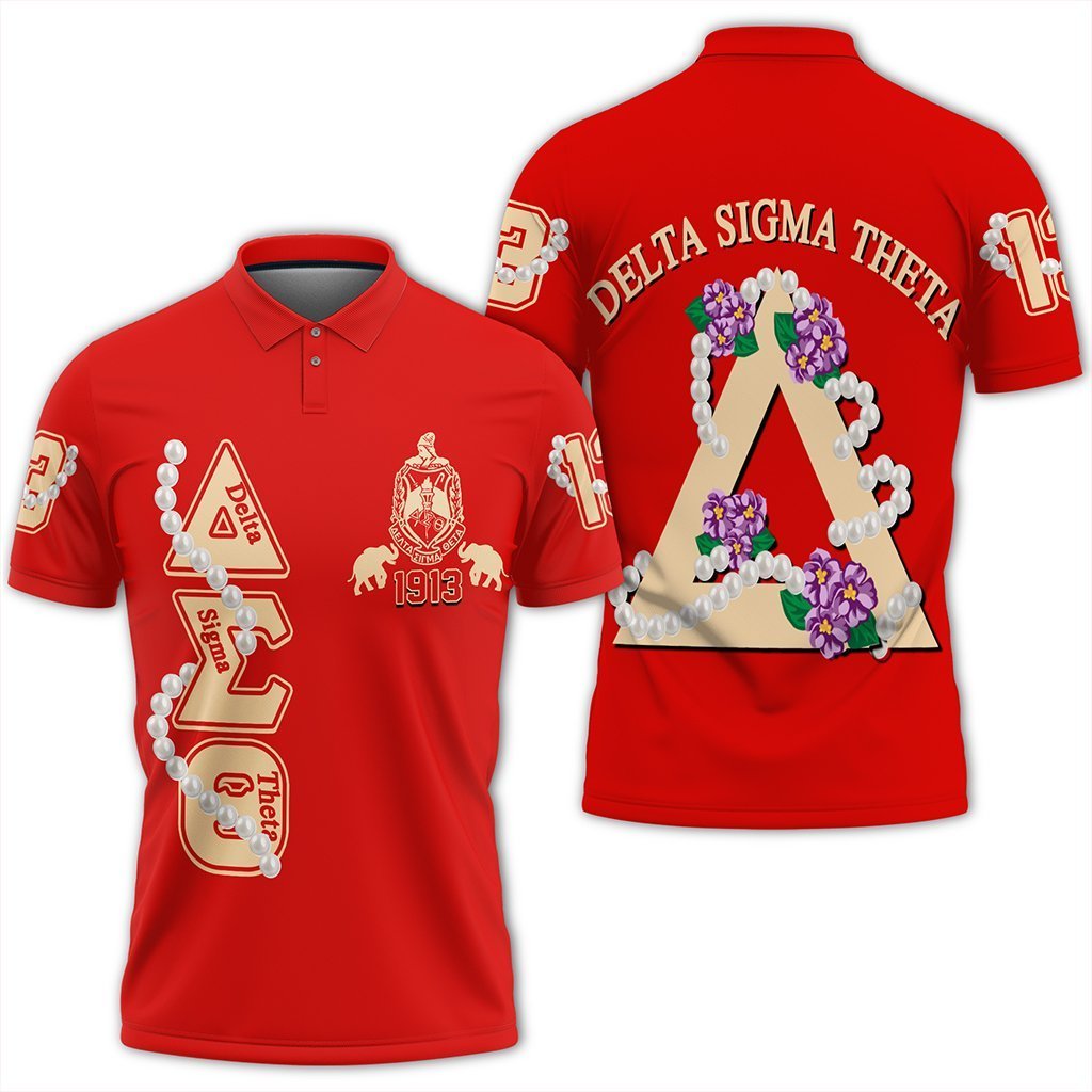 Greek Life Polo – Delta Sigma Theta Pearl Red Polo Shirt J09