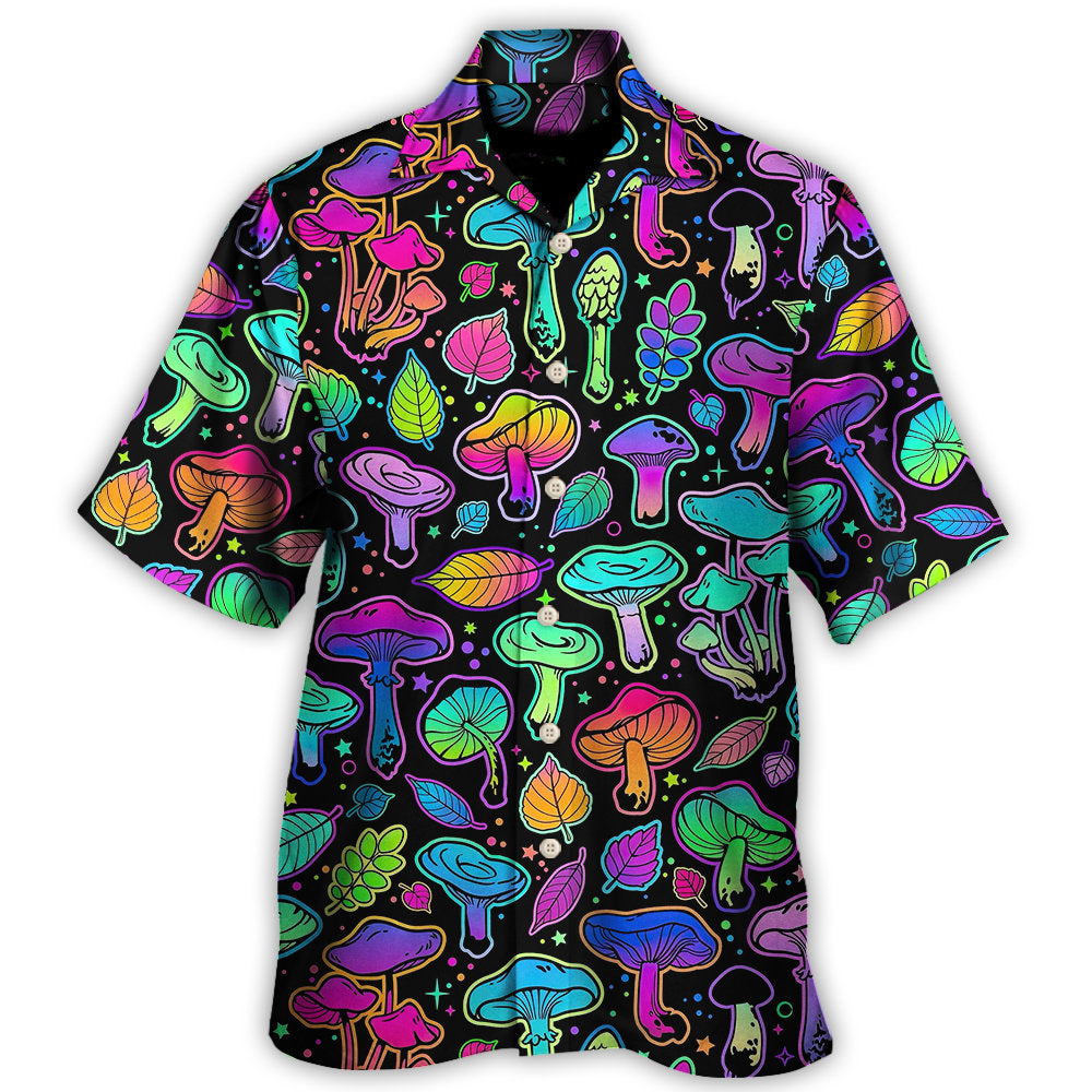 Mushroom Neon Colorful Bright With Leaf Hawaii Shirt Ha1398