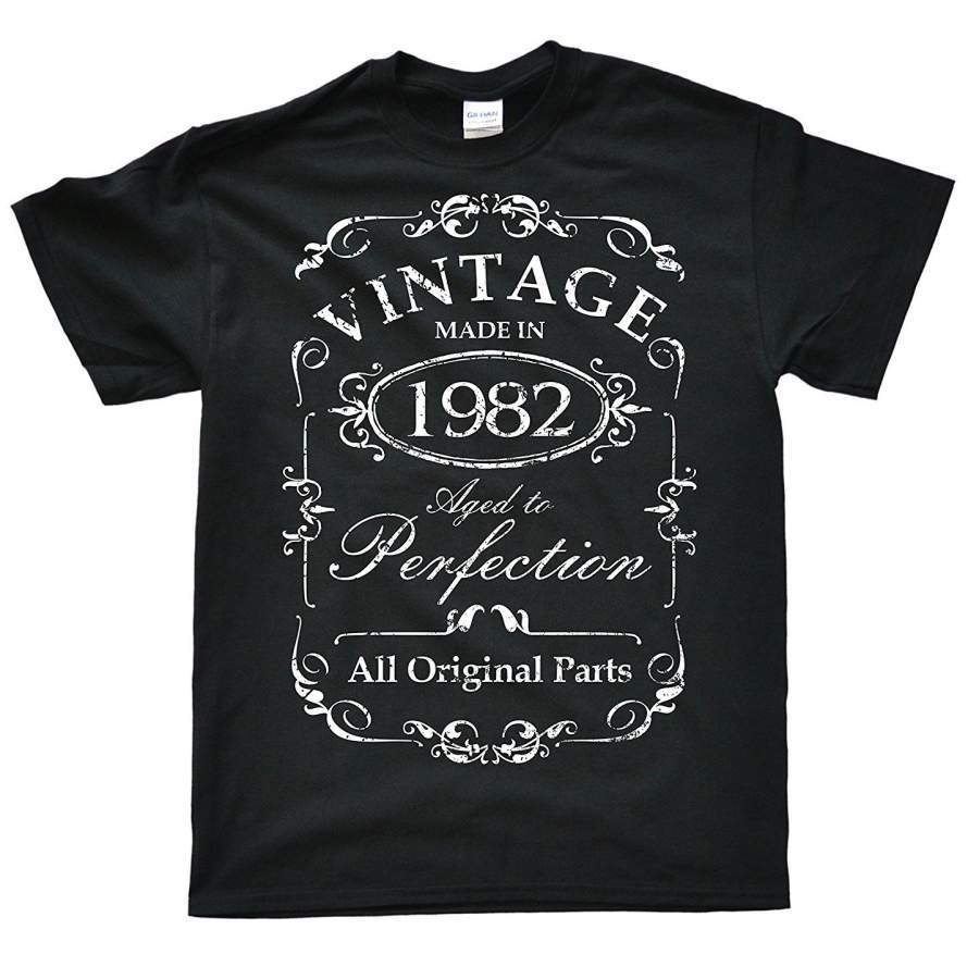 Men’s Fashion Casual Short-sleeved T-shirt Vintage 1982 Cotton T Shirt Men’s Funny T-Shirt