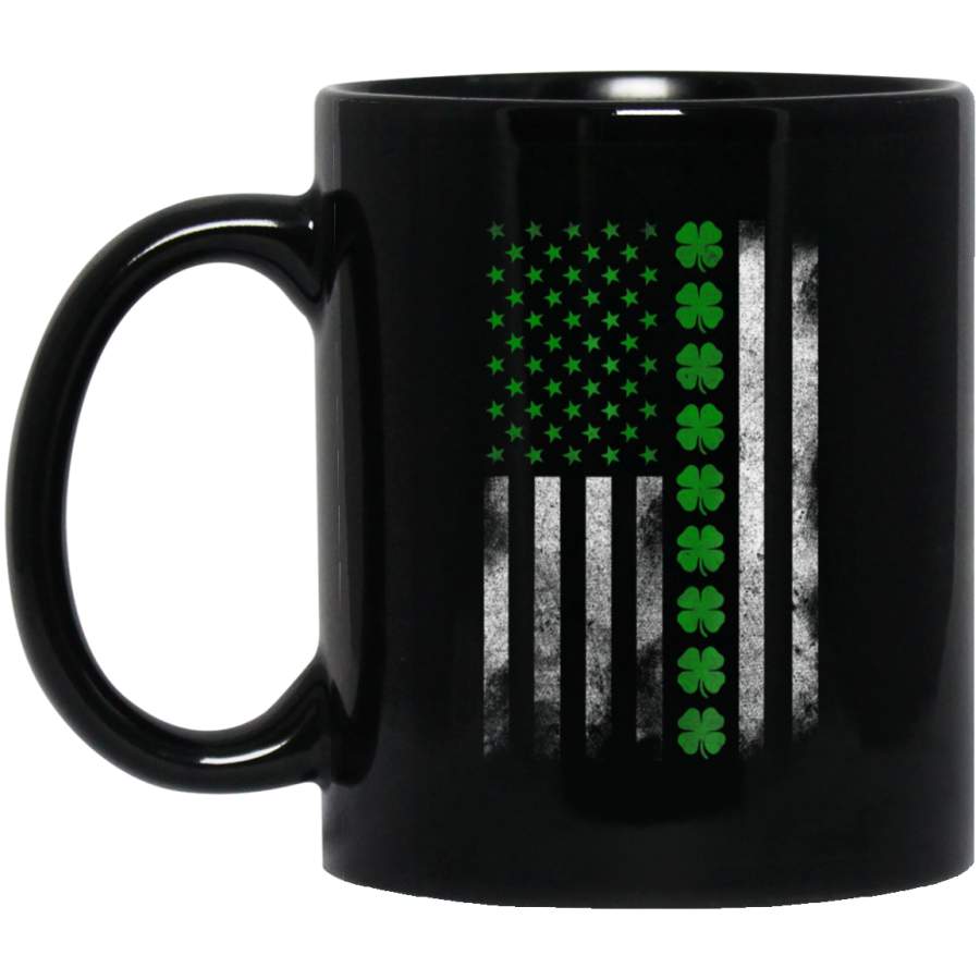 St. Patrick's Day Irish American Flag T Shirt Black Mug