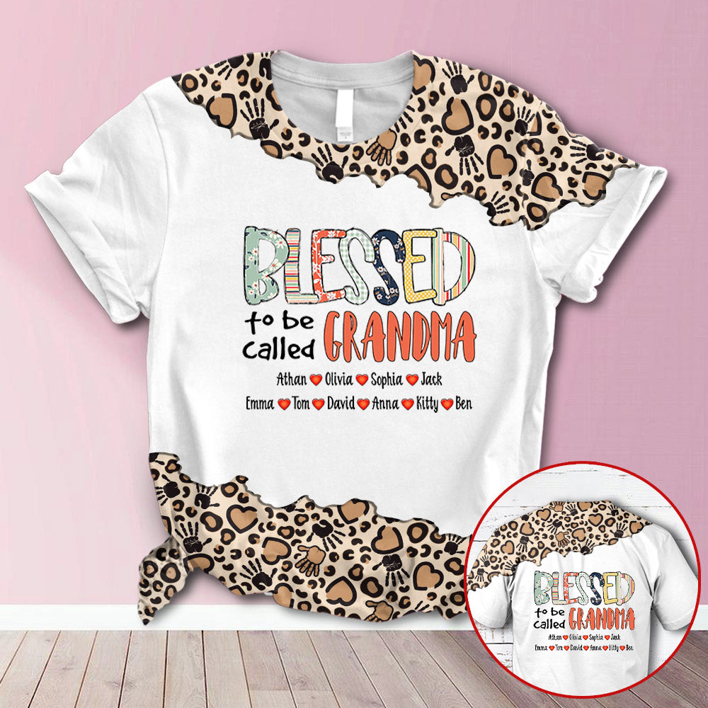 Personalized Blessed To Be Called Grandma Cute Pattern Leopard All Over Print Shirts For Grandma Hn98 Trhn