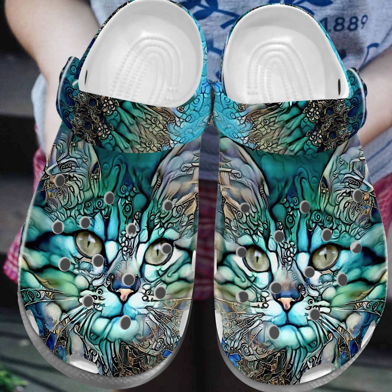 Cat Personalized Clog, Custom Name, Text, Color, Number Fashion Style For Women, Men, Kid, Print 3D Green Cat