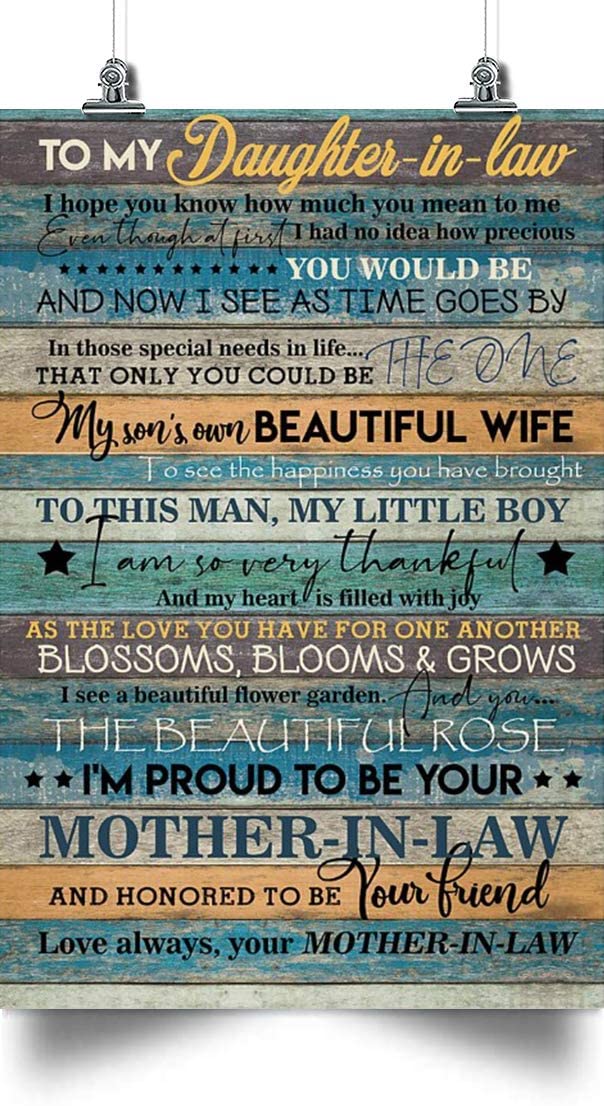 Daughter-in-Law Poster – to My Daughter-in-Law – My Son’s OWN Beautiful Wife – Poster for Daughters-in-Law, Gifts for Daughters-in-Law, Posters for Daughters-in-Law from Mother-in-Law