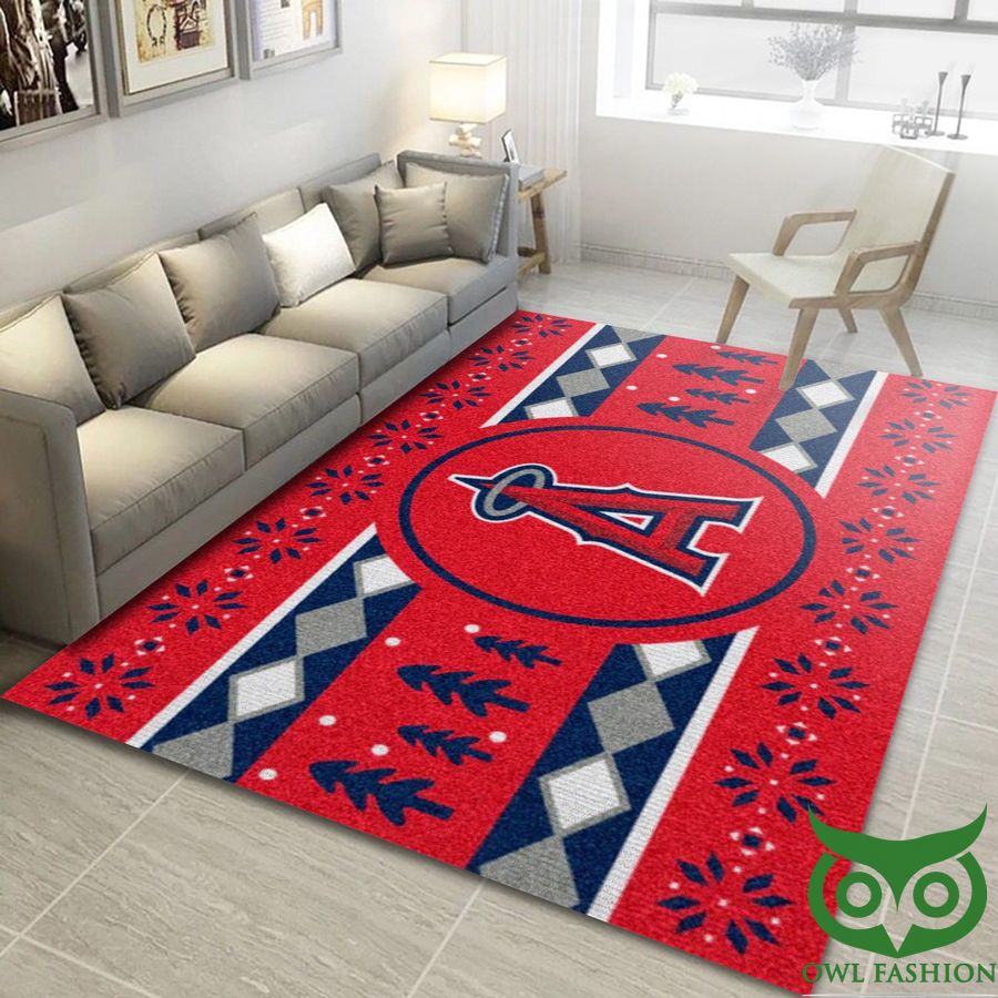 Los Angeles Angels Holiday Sweater Pattern Style Red Carpet Rug