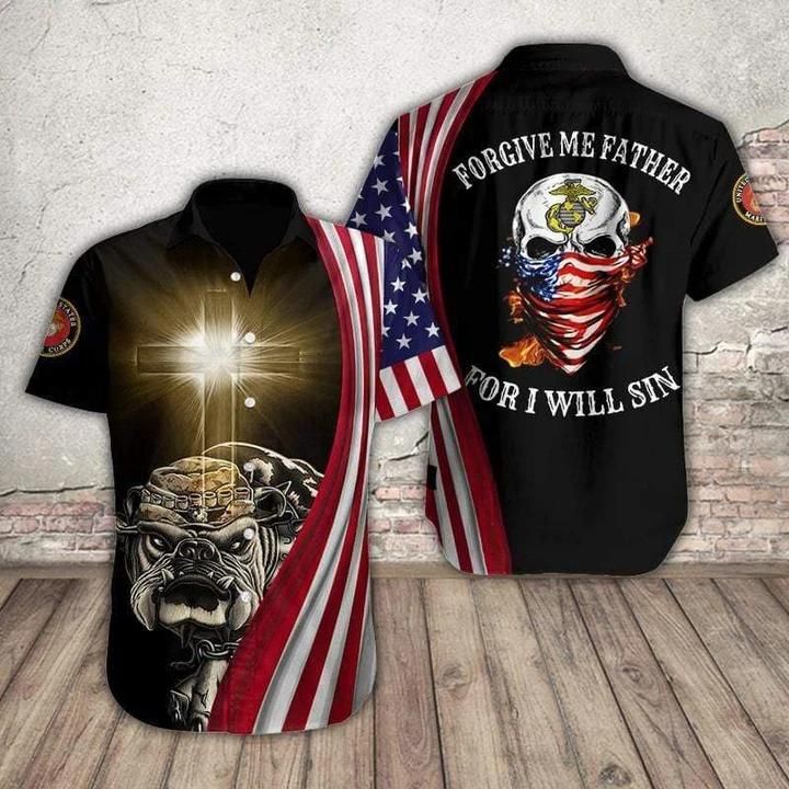 Us Marine Forgive Me Father Hawaiian Shirt  Hw3325