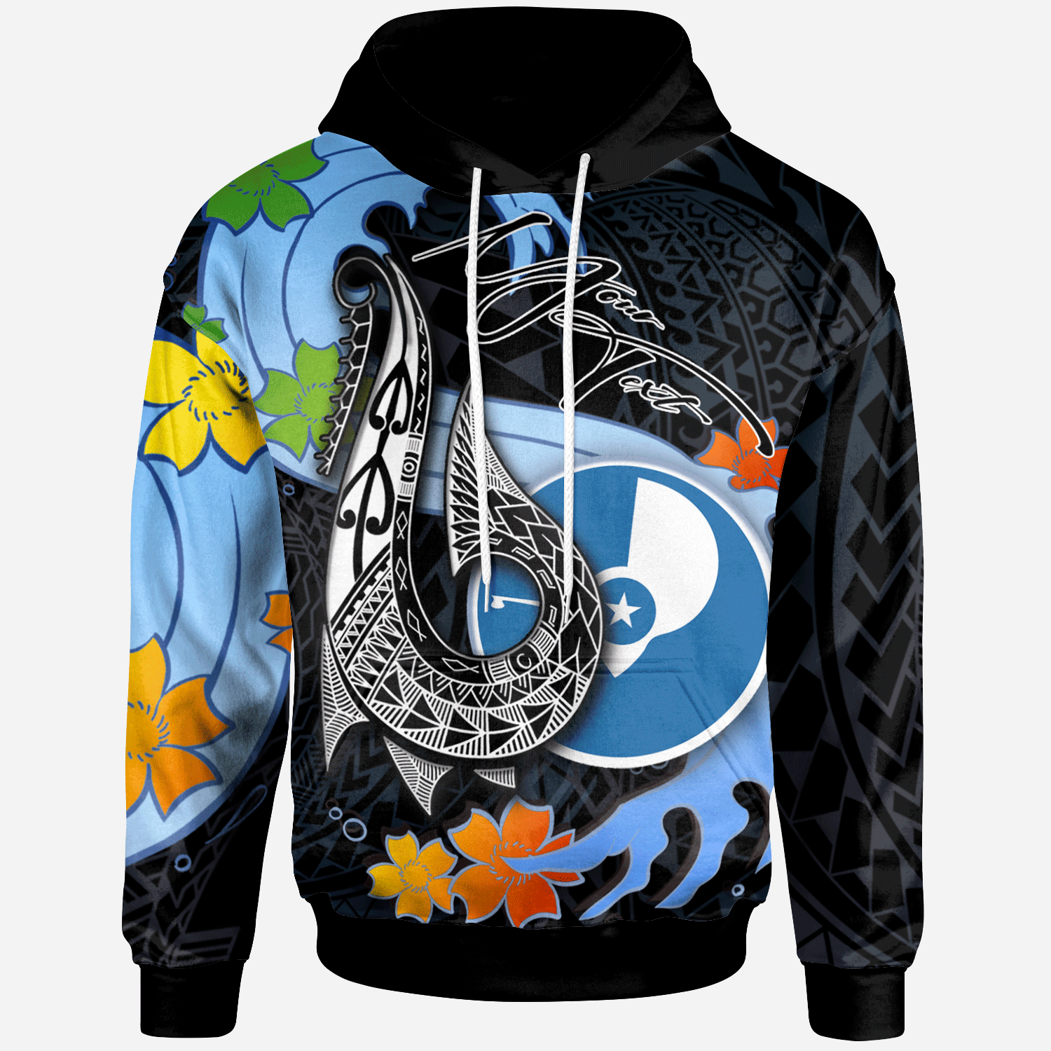 Yap State Custom Personalised Hoodie – Fish Hooks And Wave – BN01