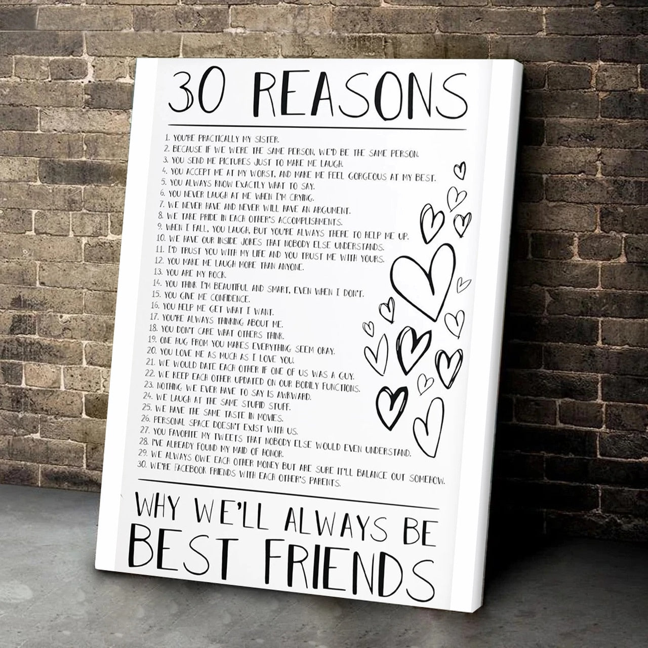 30 Reasons Why We’Re Best Friend Canvas