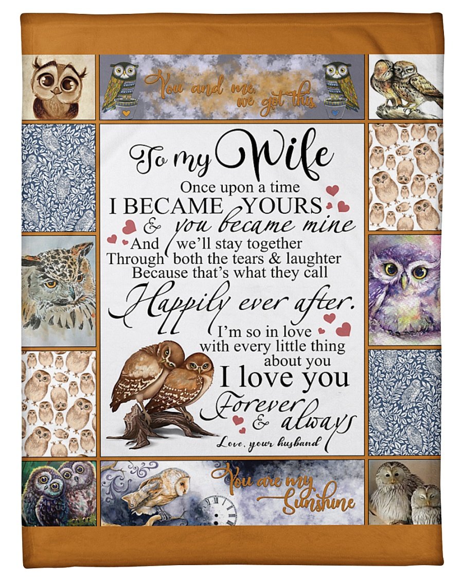 To My Wife I Love You Forever And Always, Owl Fleece Blanket Gift For Wife For Valentine Day Home Decor Bedding Couch Sofa Soft And Comfy Cozy