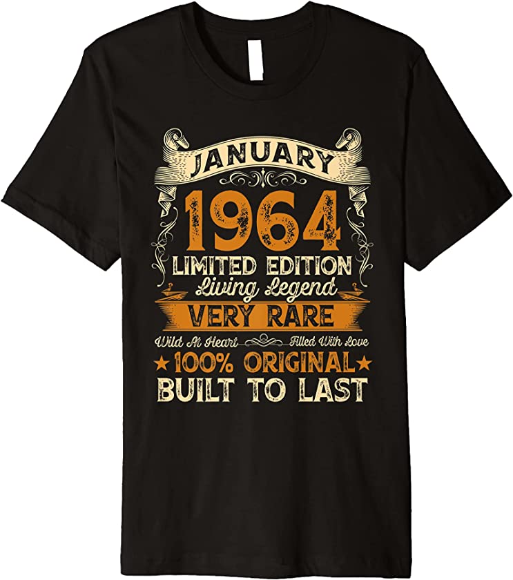 57th Birthday Gift 57 Years Old Retro Vintage January 1964 Premium T-Shirt