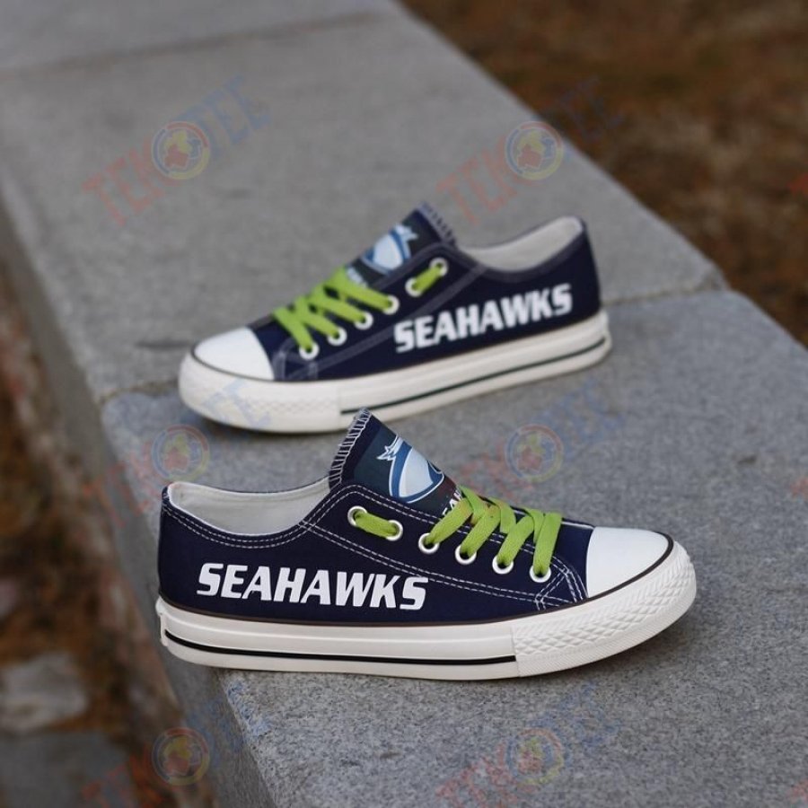 Mens Womens Seattle Seahawks Low Top Seahawks Running Shoes Tennis Shoes Low Top Shoes Custom Print Footwear Converse Sneakers TMT862