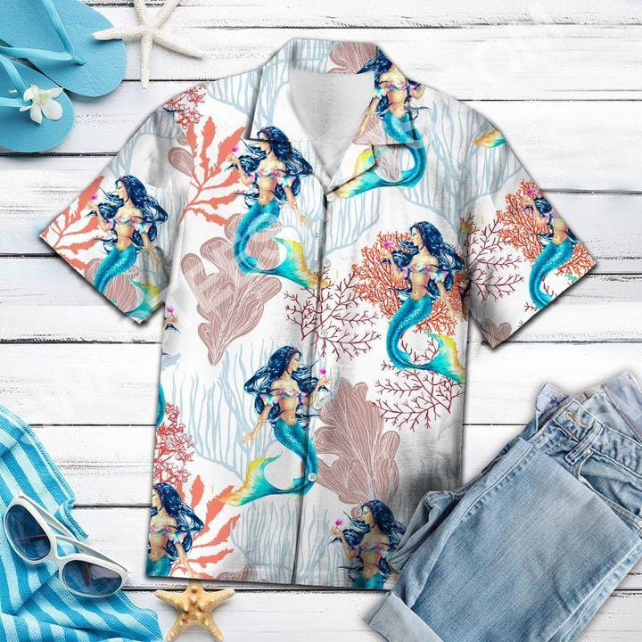 Vintage Mermaid Hawaii Aloha Shirts Dh Ha31500