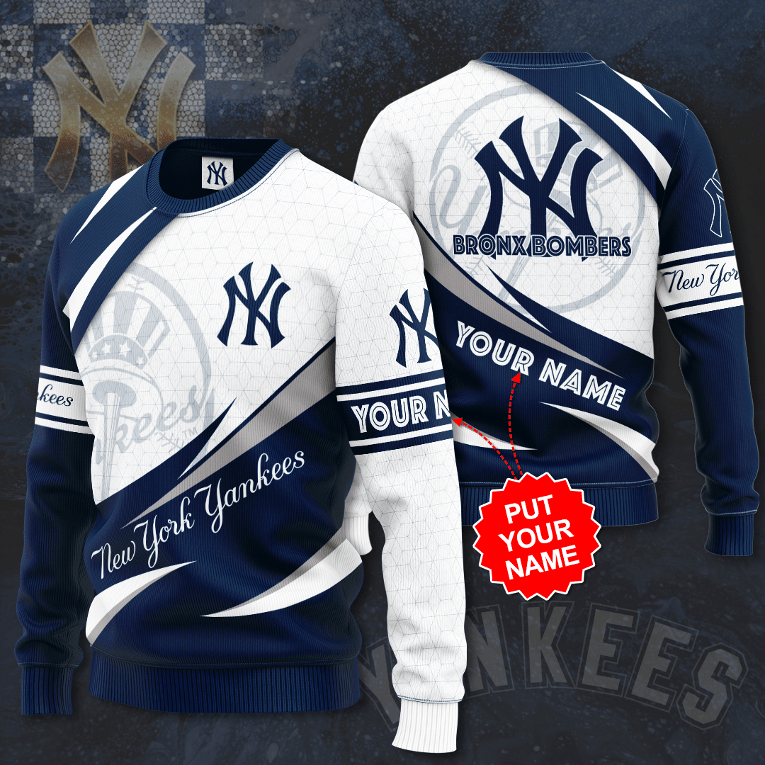 Personalized New York Yankees Baseball Team Bronx Bombers All Over Print 3D Sweatshirt-White - Yankees World Series Tshirt