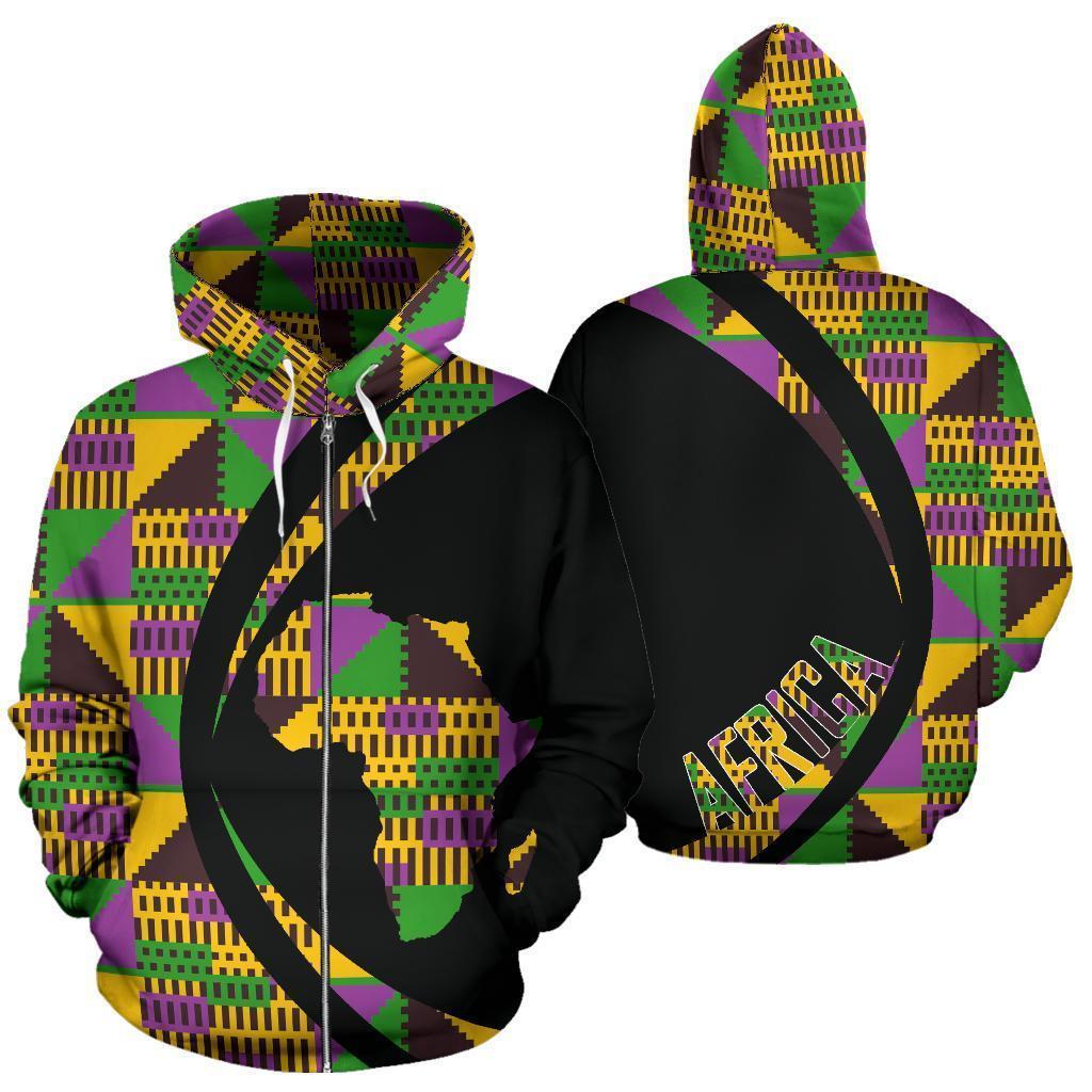 Greek Life Hoodie – Circle Kente Violet Ashanti Zip Hoodie