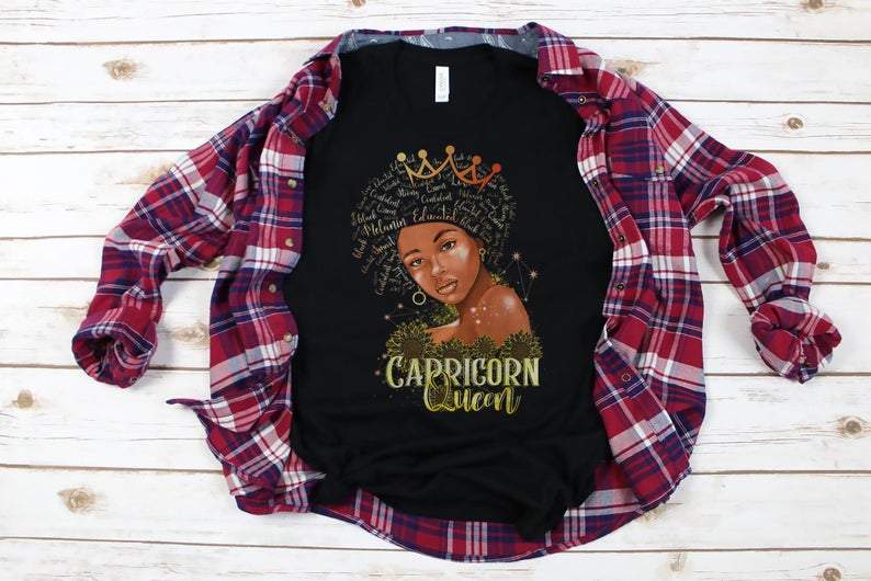 Funny Capricorn Shirt, Capricorn Zodiac Sign, Capricorn Queen, Black Queen Capricorn Shirt Unisex T-Shirt