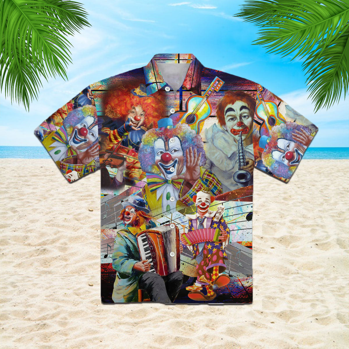 Oragontee Circus Clowns Musician Player Halloween Hawaiian Shirt | For Men & Women| Adult | Wt1235