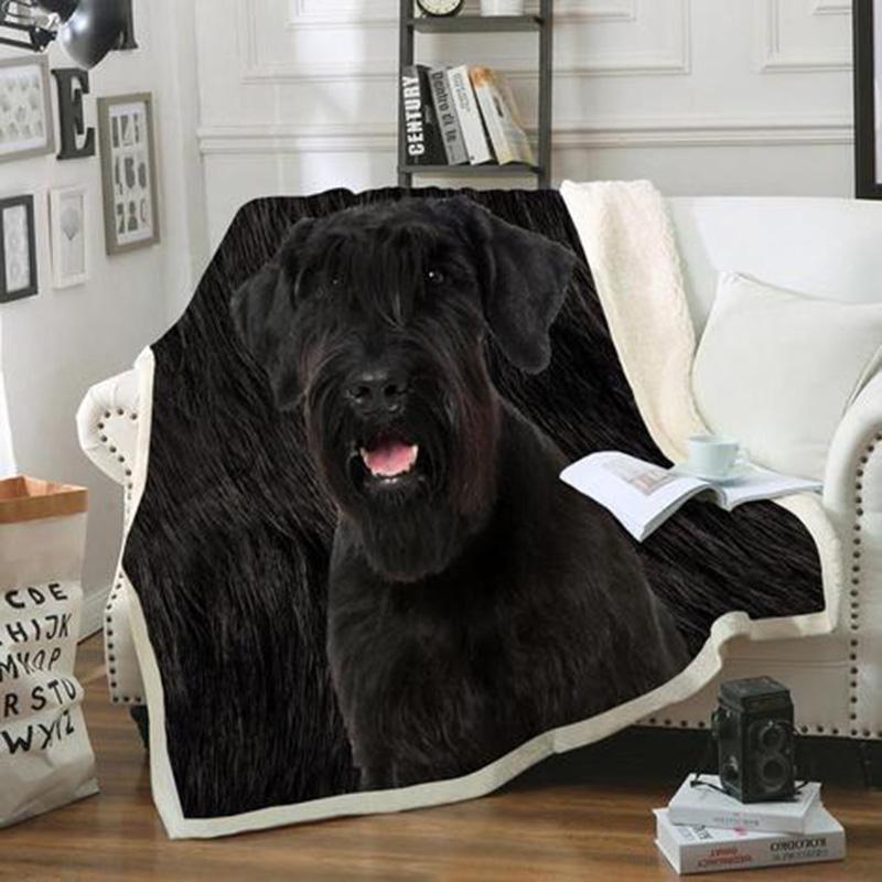 Giant Schnauzer Dog Portrait Fur Printed Blanket