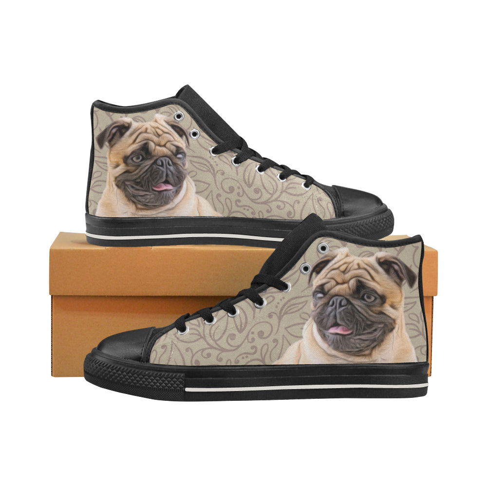 Pug Lover Black High Top Canvas Women’s Shoes/Large Size