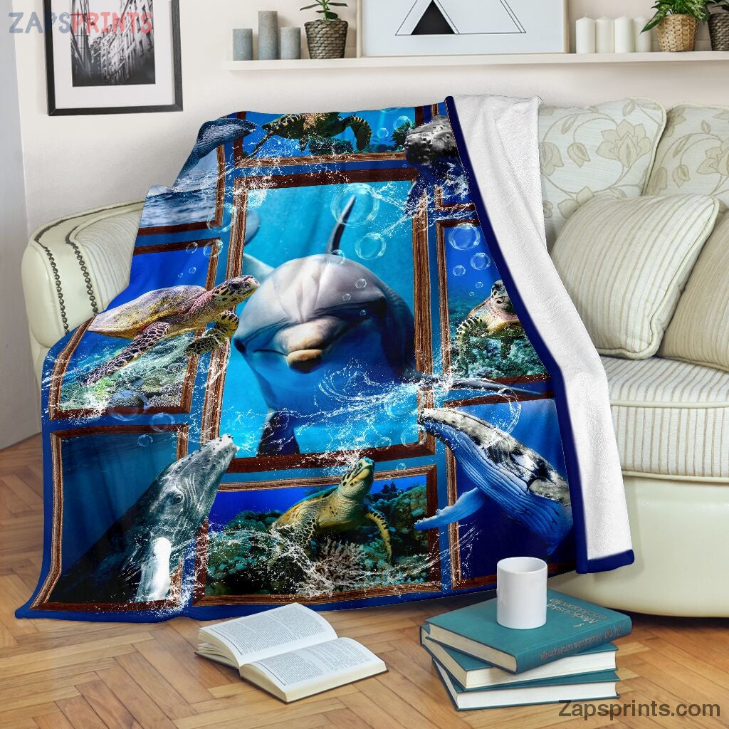 The Ocean Turtle Whale Dolphin Blanket – Cool Gift Ideas