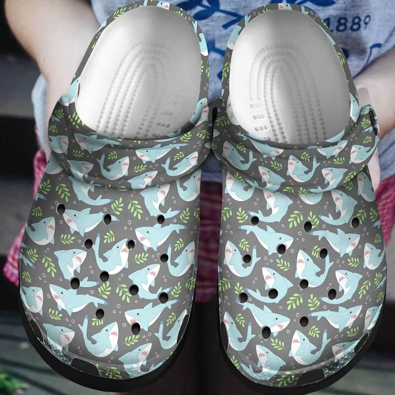 Shark Personalized Clog Custom Crocs Comfortablefashion Style Comfortable For Women Men Kid Print 3D Mint Shark