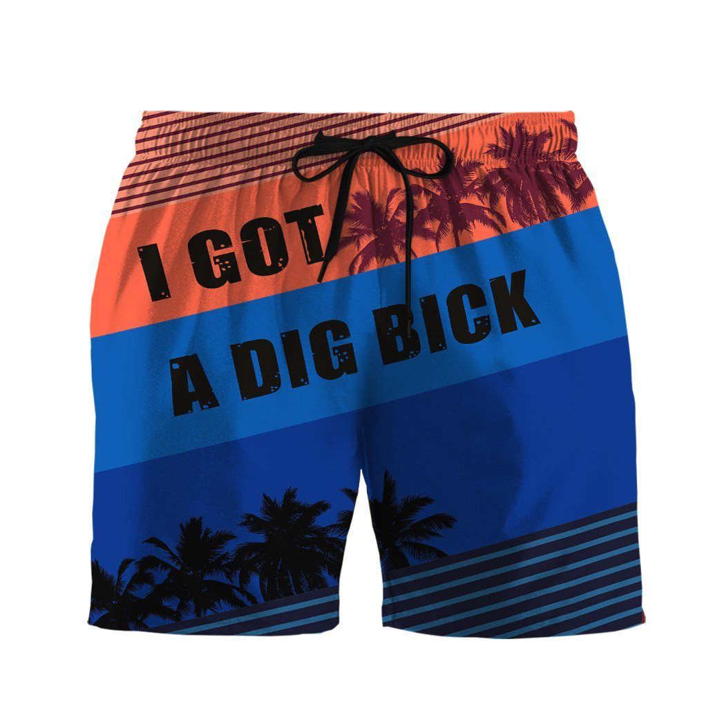 Mysticlife 3D Couple Matching I Got A Dig Bick Custom Beach Shorts Swim Trunk