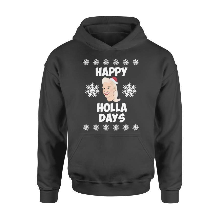 Christmas Gift Idea Happy Holla Days Pretty Girl Smile With Santa Hat – Standard Hoodie