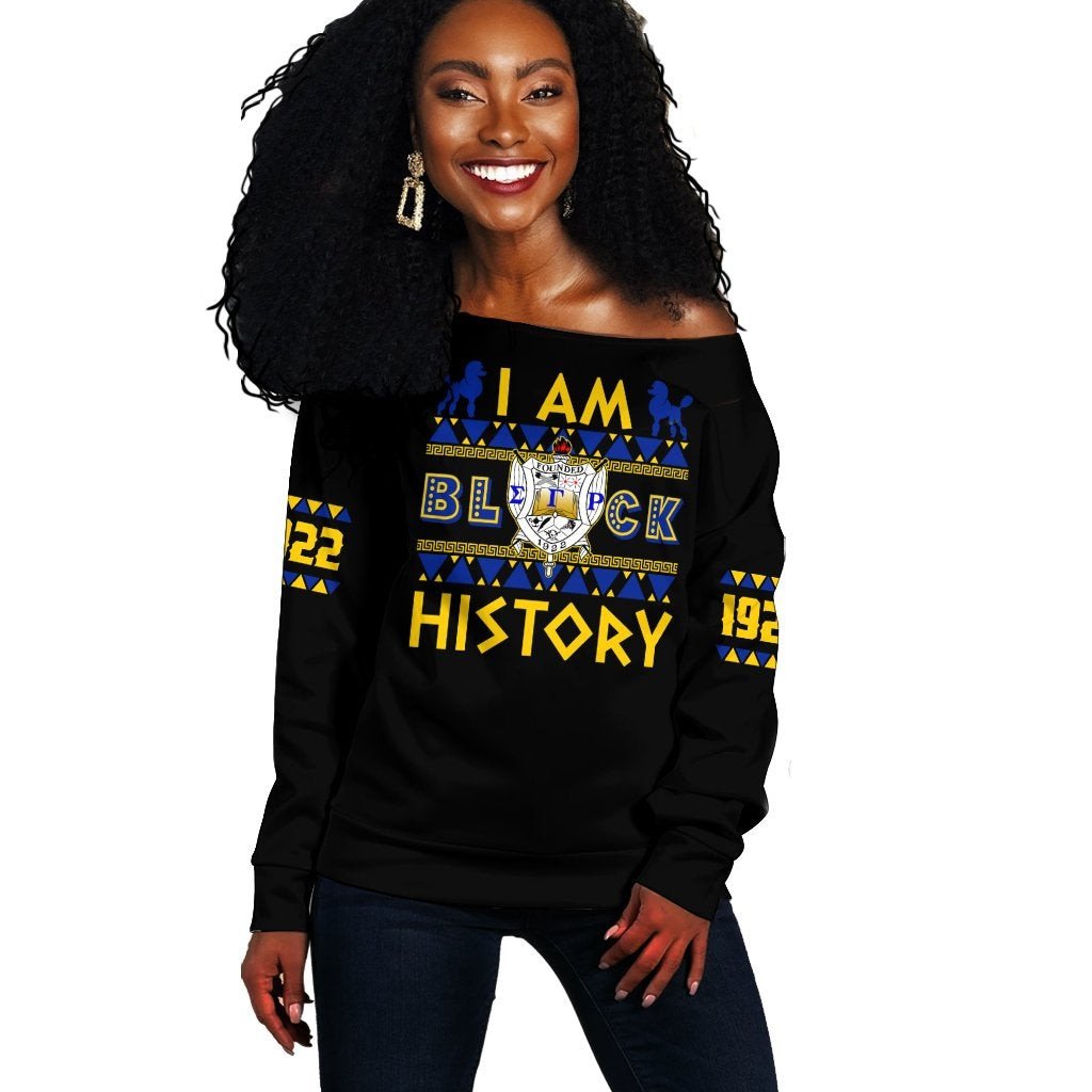 Sorority Sweatshirt – I Am Black History Sigma Gamma Rho Off Shoulder