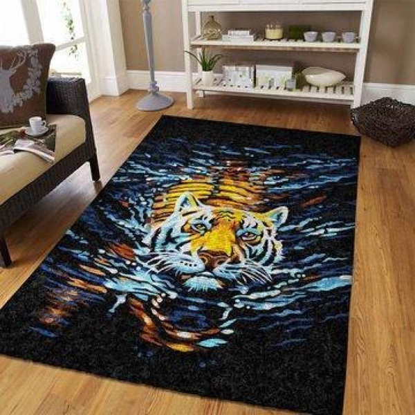 Tiger Swimming Area Rug / 190909 Floor Decor