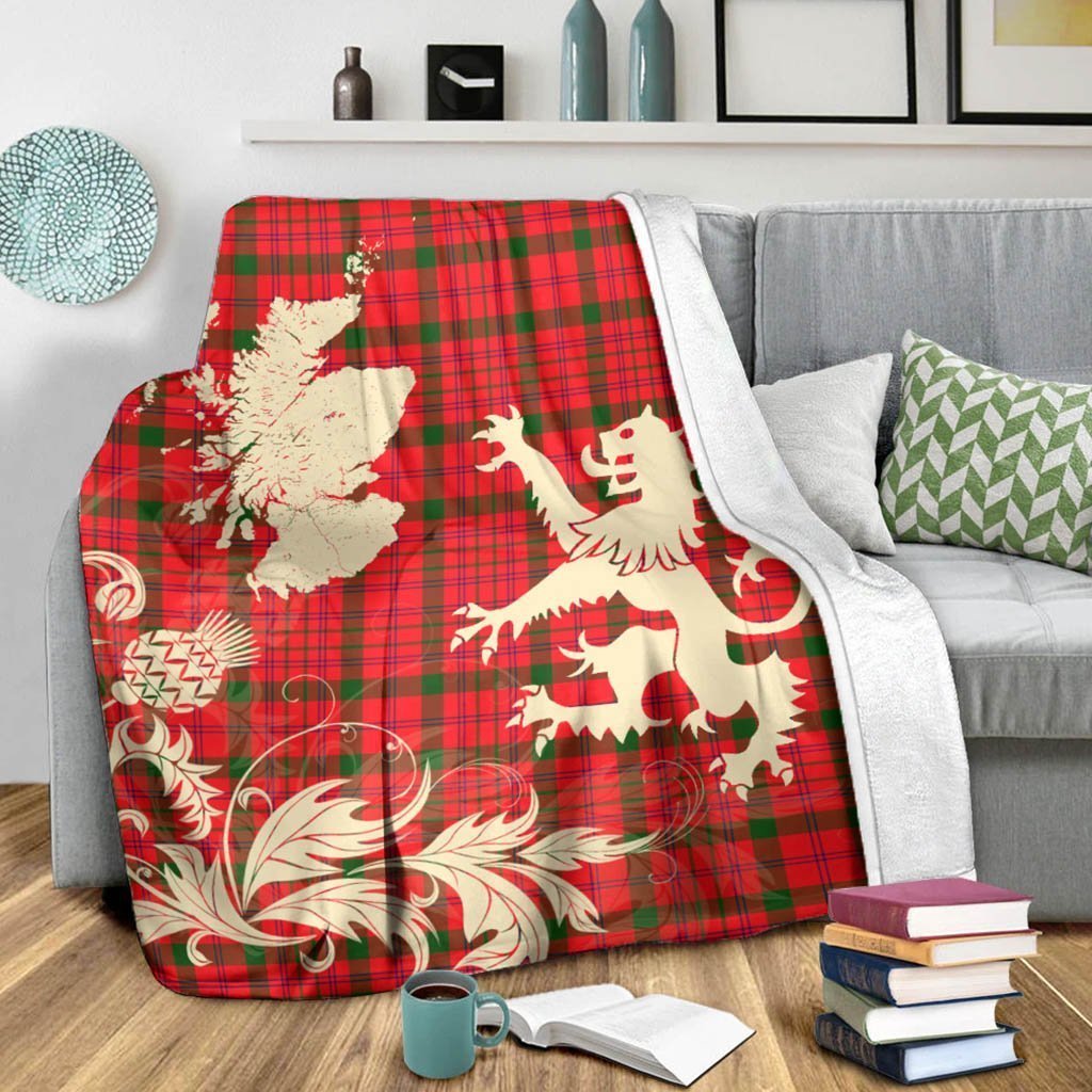 Tartan Blanket Macdonnell Of Keppoch Modern Tartan Scotland Lion Thistle Map Plaid Blanket