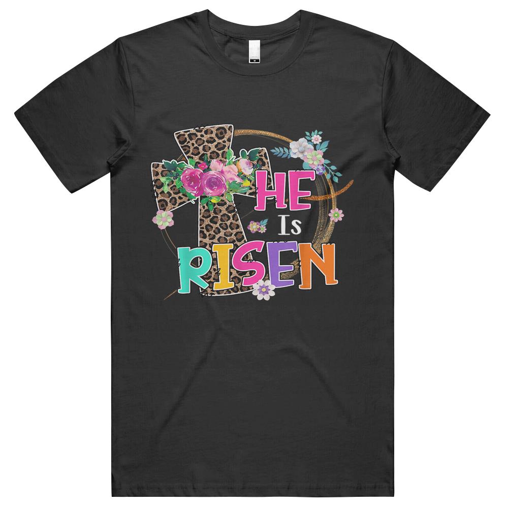 Easter Gift For Christian Teen Girls Mom He Is Risen Leopard Men T Shirts