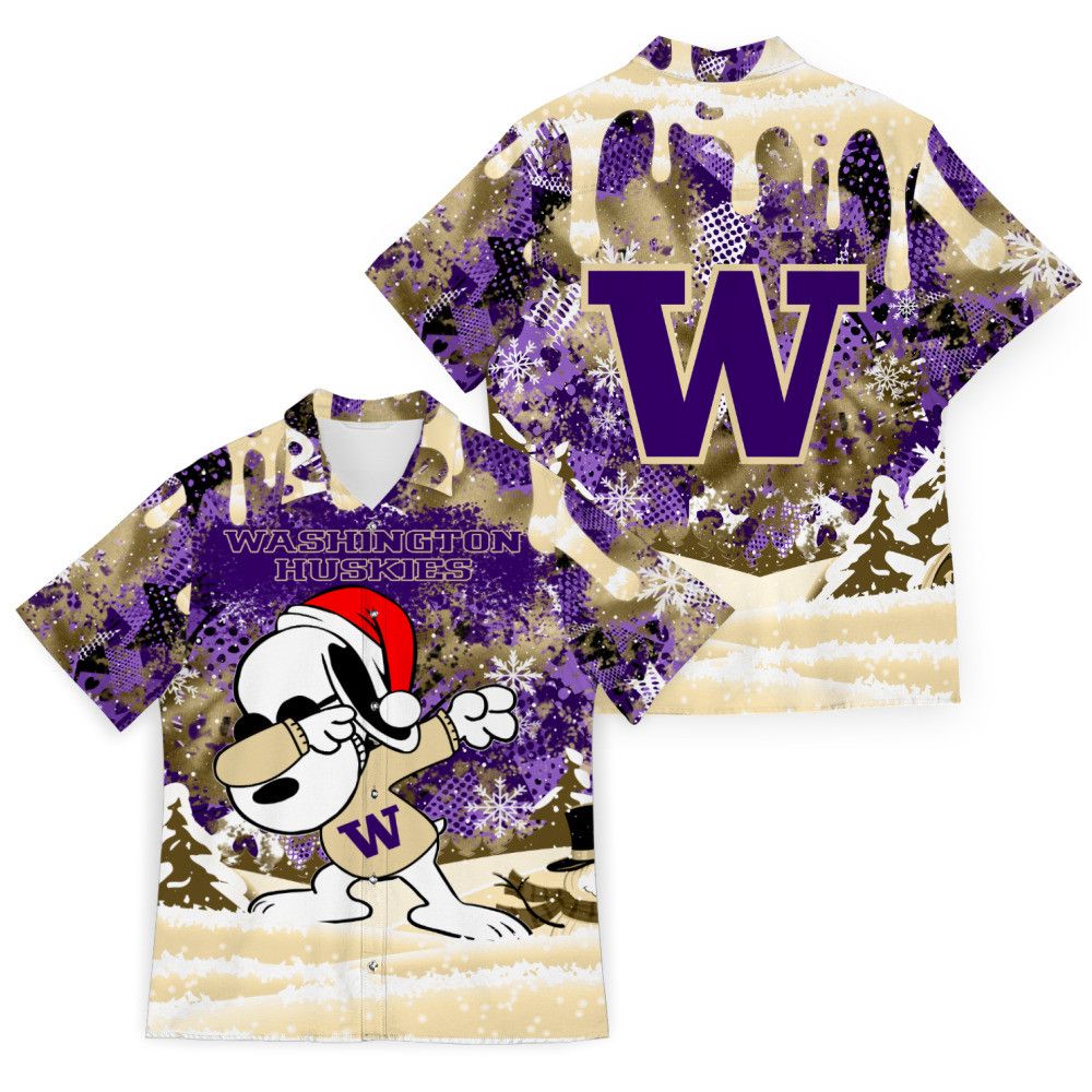 NCAA Washington Huskies Snoopy Christmas Hawaiian Shirt