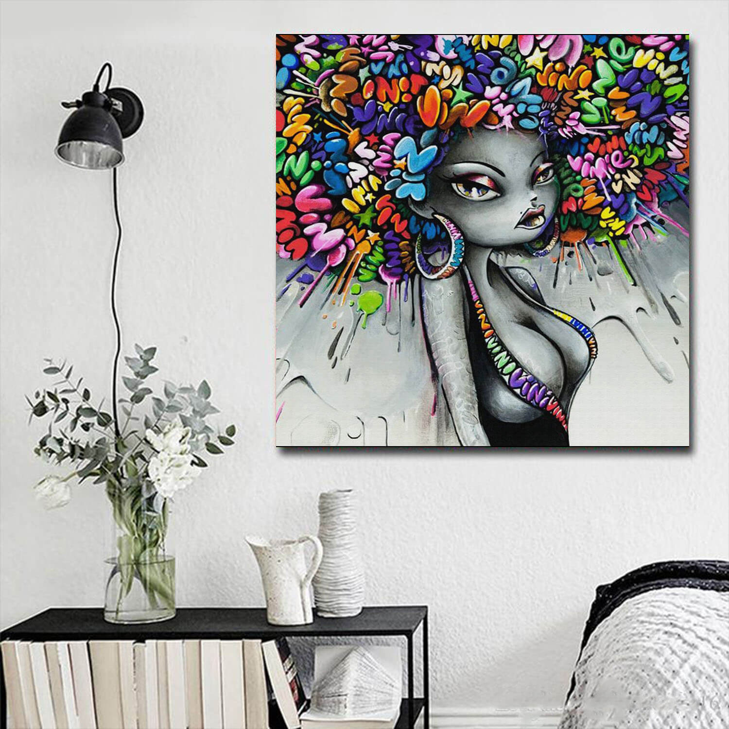 African American Canvas Melanin Sexy Girl African Living Room Decor WBG6923