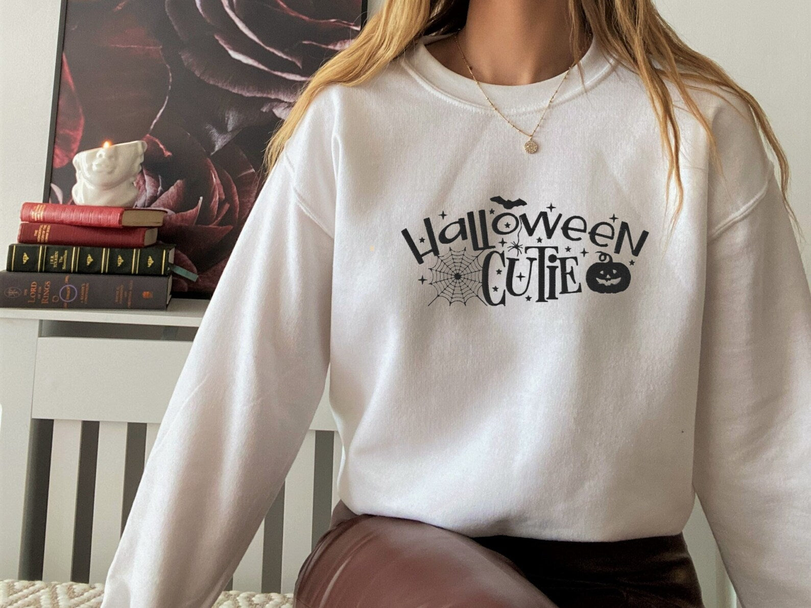 Halloween Cutie Embroidered Halloween Sweatshirt 2D Crewneck Sweatshirt All Over Print Sweatshirt For Women Sweatshirt For Men Sws3343