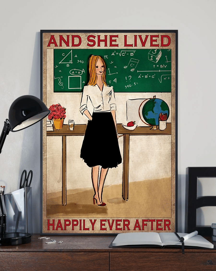 Teacher Poster Canvas – And She Lived Happily Ever After Vintage Home Decor Wall Art Evg80456