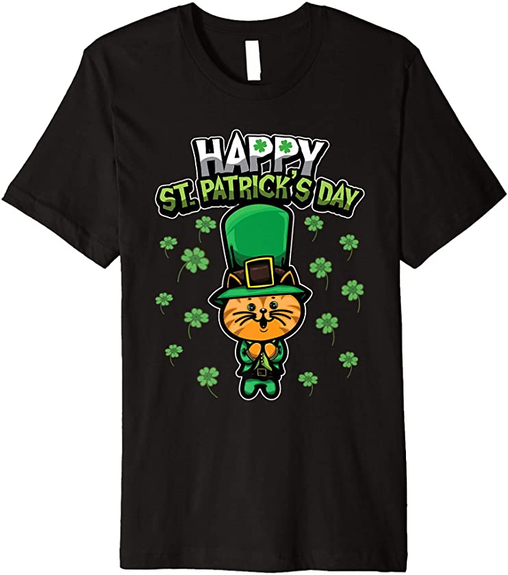 Leprechaun Kitten – Sweet Shamrock Animals – Cat Premium T-Shirt